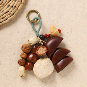 Carillon éolien artisanal <span class=keywords><strong>en</strong></span> coquille de graines végétales naturelles, clochette <span class=keywords><strong>en</strong></span> <span class=keywords><strong>bois</strong></span>, pendentif de sac, porte-clés, jouet mignon pour bébé, cadeau pour enfants - Product Image 3