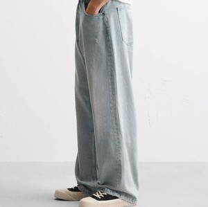 Highly Demanded <b>Men's</b> <b>Elastic</b> <b>Waist</b> <b>Jean</b> Pants Cotton Straight Baggy Street Style Breathable Denim Embroidery Patch Loose Fit - Product Image 4