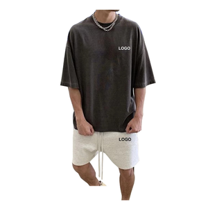 Ensemble de shorts en coton respirant pour hommes, ensemble décontracté à manches courtes pour hommes - Product Image 1