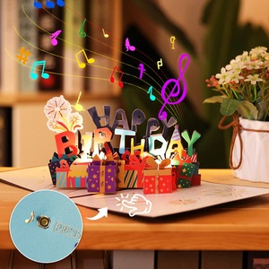 Biglietto di Auguri 3D Fatto a Mano con Busta e Etichetta Messaggio, Biglietto Pop-up per <span class=keywords><strong>Compleanno</strong></span> - Product Image 3