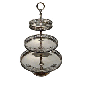 Hand Engraved Decorative Rounded Shape Folding <b>Crystal</b> Beaded 3 Tier Metal Cake Platter <b>Stand</b> In Golden Finish For Home And Used - Product Image 4