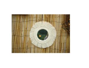 Diseño fresco estilo bohemio decoración moderna para el hogar macramé tejido hecho a mano con cuentas espejo colgante de pared - Product Image 2