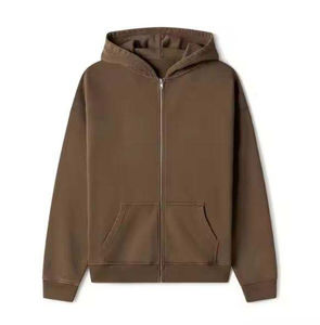 Ventes en gros de sweats à capuche personnalisés de haute qualité, respirants, avec fermeture éclair et logo, pour vêtements de fitness pour hommes, basiques pour hommes, coton mélangé - Product Image 1