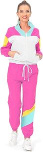 Conjunto retro de los años 80 para mujer: chándal de 2 piezas, chaqueta y pantalones cortavientos, ropa deportiva de hip hop, estilo informal Vintage para mujer - Product Image 4
