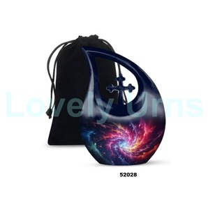 Beautiful Cross Tear Drop Galaxy Cremation Urn for Human Ashes Decorative Tear Drop Keepsake Urn With Free <b>Velvet</b> <b>Bag</b> - Product Image 2