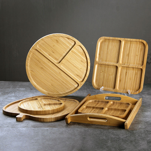 Plateau à dessert rond en bambou de haute qualité, écologique, vaisselle - Product Image 2