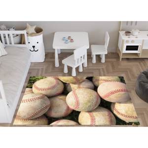 พรมลายเบสบอล: ของตกแต่งห้องเด็กผู้ชาย, พรมลายธีมกีฬา, พรมพิมพ์ลาย, พรมเนื้อนุ่มแบบไม่ทอ - Product Image 3
