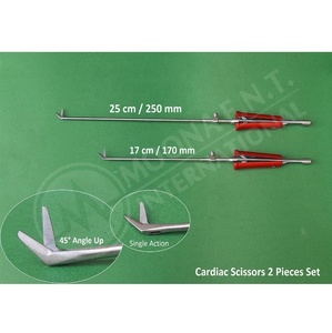 Ciseaux-pinces pour chirurgie cardiaque, ensemble de 2 pièces, angle de la pointe 45 degrés vers le haut et diamètre de la gaine 3 mm, insert de canal de nettoyage - Product Image 1