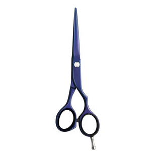 Cuchillas de acero inoxidable alemanas con revestimiento azul de calidad superior, venta al por mayor, tijeras de belleza para el cabello con hoja afilada para barberos - Product Image 1