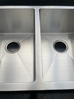 Évier de cuisine double cuve en acier inoxydable 304 de haute qualité 755x450mm carré brossé à encastrer 2 trous Norme internationale