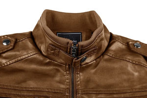 Blouson aviateur en daim personnalisé de haute qualité en cuir véritable pour hommes avec poches zippées - Product Image 5