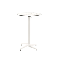 Table de bar ronde pliable Moon-C 77cm V2, bar à domicile, pierre artificielle, design minimaliste, 2 places
