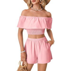 Conjuntos cortos casuales de verano para mujer, camiseta corta con estampado de letras y pantalones cortos a juego, conjunto de dos piezas corto de invierno para mujer - Product Image 1