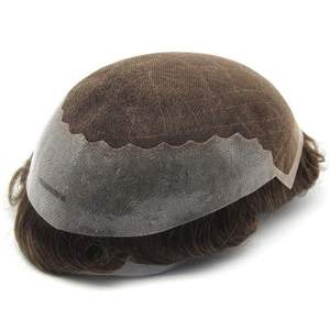 Perruque Q6 pour homme en cheveux indiens Remy 100% naturels, ligne de cheveux frontale invisible, ultra-fine 0,03 mm, base en PU flexible, fermeture frontale en dentelle - Product Image 1