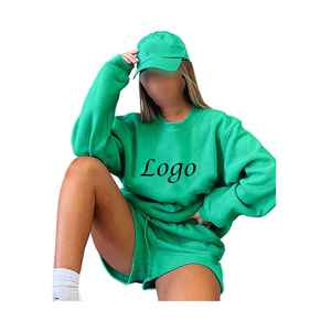 Conjunto de 2 Piezas para Mujer, Invierno 2025, Sudadera de Manga Larga con Cuello Alto y Pantalones Cortos, 100% Poliéster, Antibolitas, Casual - Product Image 2