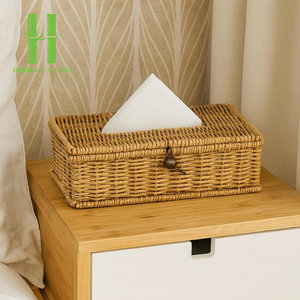 Meilleure vente couvercle de boîte à mouchoirs en rotin carré en osier tissé à la main porte-mouchoir naturel pour salon et salle de bain fabriqué au Vietnam - Product Image 3