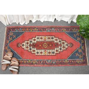 Turkish Kilim <b>Rug</b> 1.8 X 3.5ft Red <b>Black</b> Flat Weave Area <b>Rug</b> with Latex Backing Patchwork Pattern for Hallway or Room Decor - Product Image 4