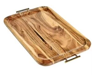 Plato de madera artesanal para servir, grano de madera Natural, perfecto para fiestas y necesidades de servicio en el hogar con estilo - Product Image 4