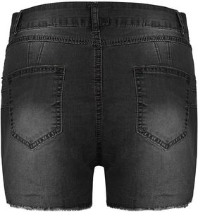 Pantalones cortos de mezclilla de cintura alta a la moda, pantalones cortos de mezclilla rasgados desgastados lavados a la piedra, traje informal de verano para mujer - Product Image 2