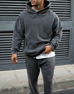 Chándal de algodón con cuello redondo, chándal deportivo para hombre, conjunto negro de 2 piezas, chándal, chándal personalizado con estampado DTF y logotipo - Product Image 3