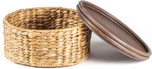 Panier de rangement circulaire en osier tressé à la main en jacinthe - Product Image 4