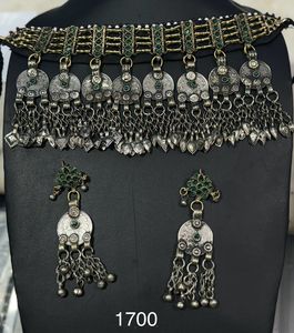 Fabricant de bijoux indien Collier ras du cou style feuille Ensemble de boucles d'oreilles bohème Collier oxydé pour femmes Bijoux de mode - Product Image 2