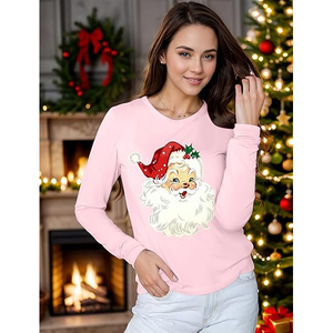 Camiseta de Punto Estampada para Mujer, Tejido de Algodón Mercerizado Suave, Estilo Casual, Diseño Moderno y Sólido - Product Image 4