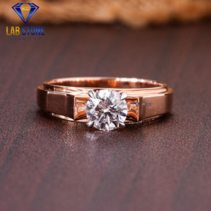 Lab-Stone 1,00 TDW Anillo de oro rosa con diamantes de corte redondo Elegancia clásica Color DE LA EF-VS - Product Image 1