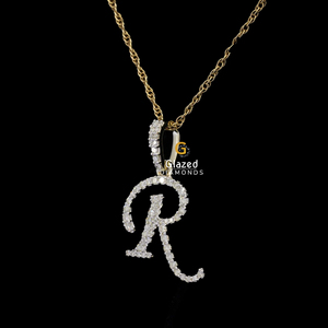 Colgante de Hip Hop con letra inicial personalizada totalmente helada, adornado con diamantes redondos brillantes cultivados en laboratorio, VVs, Plata de Ley 925 - Product Image 2