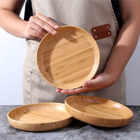 Assiettes de service en bambou écologiques Crescent Crafts pour mariage, 7,5 pouces, réutilisables, lot de 6, motif personnalisé