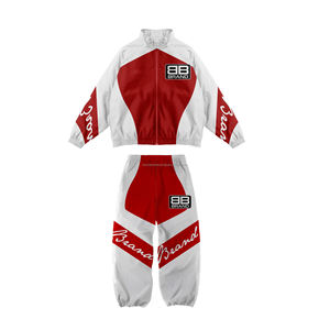 Conjunto de 2 Piezas de Chaqueta Cortavientos Personalizada de Nailon con Cierre, Ropa Deportiva para Hombre con Ribete Elástico, Traje Deportivo Cortavientos Unisex de Nailon - Product Image 1