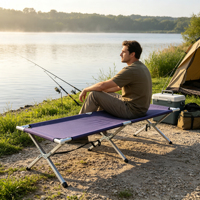 Lit pliant d'extérieur durable pour une personne, lit de camping avec surface résistante à l'eau pour les voyages, les tentes, les pique-niques et l'utilisation en jardin