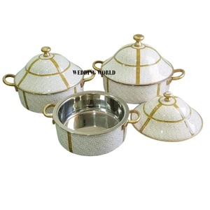 Ensemble de trois casseroles à double paroi Ustensiles de cuisine Casserole de table Customized Finished Designer Metal Food Warmer - Product Image 1
