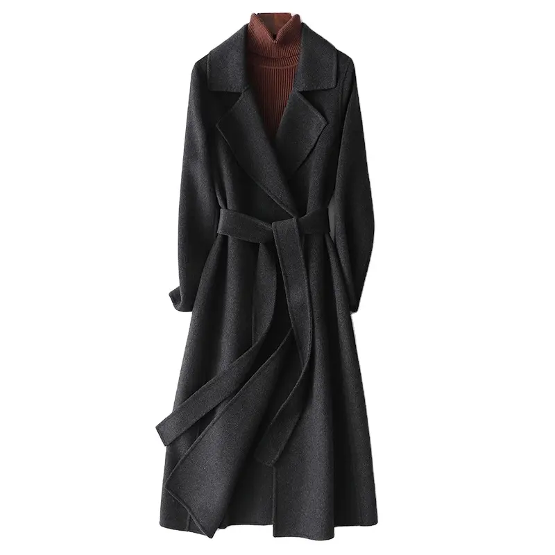 Fashion Autumn Winter 100% Woolen Women Coat Warm Long Coat Stylish Abrigo Mujer Manteau Femme Office Lady Cashmere