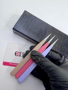 Nouvel ensemble de pinces à cils antistatiques GETUP BROSONS IMPEX en acier inoxydable, pointe lisse de 10 mm, différentes couleurs - Product Image 2