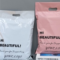 100 sacs d'expédition personnalisés roses avec poignée en polyéthylène, logo et design pour réseaux sociaux, boutique en ligne, emballage pour petites entreprises