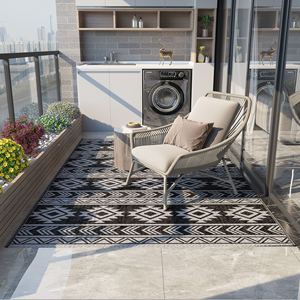 Outsunny Modern Outdoor <b>Rug</b> <b>Black</b> and Grey PP with Reversible and Foldable Design, 182x274 cm - Product Image 2