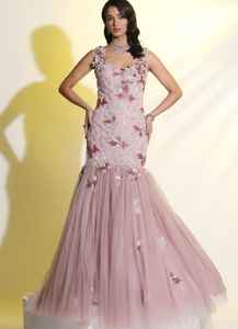 Élégante robe de soirée pleine longueur pour dames respirante poly-maille avec perles brodées perlées antistatique pour cocktail - Product Image 6