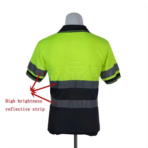 Polos à séchage rapide en polyester respirant uniforme de travail réfléchissant haute lumière pour les travailleurs - Product Image 5