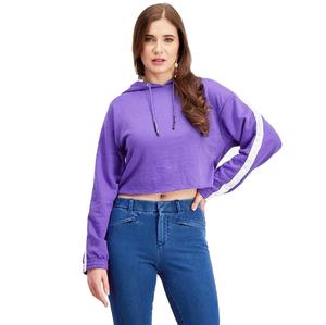 Haut court à capuche pour femmes vêtements personnalisés respirants blanc 2024 dames décontracté haut court sweats à capuche - Product Image 2