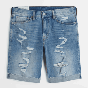 Shorts en jean baggy à logo brodé personnalisé, nouvelle collection été 2025, style streetwear, shorts bermuda lavés, vintage, décontracté, streetwear - Product Image 1