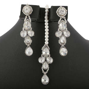Women's Kundan <b>Jewellery</b> Set - Silver - Product Image 3