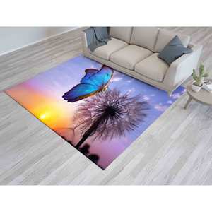 Tapis imprimé papillon morpho et pissenlit - Utilisation intérieure et extérieure, avec tapis à poils doux - Product Image 4