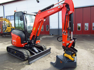 รถขุดขนาดเล็ก Kubota U27-4 พร้อมห้องโดยสารและใบมีดดันดิน สีส้มดำ - Product Image 6