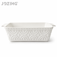 Plat à four rectangulaire en céramique blanche JOZING, plat à lasagnes gaufré, vaisselle de table, fournisseur de vaisselle, compatible four et lave-vaisselle