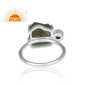 Anillo apilable de piedras preciosas de moldavita y peridoto de plata de ley fina de la mejor calidad, fabricante de joyería personalizada - Product Image 4