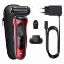 Rasoir électrique rotatif pour homme, utilisation humide et sèche, sans fil, triple lame, interface en allemand, IPX7, couleur rouge, rasoir de rechange - Product Image 4