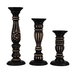 Wooden Candle Holder for Home Decoration Set of 3, Decorative Hand Carved <b>Tea</b> Light Candle <b>Stand</b> for Home Decor, Living Room, - Product Image 5