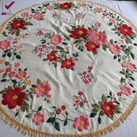 2024 nouvelle tendance nappes de broderie florale coton/lin avec point de trou pour un usage domestique et toutes les occasions