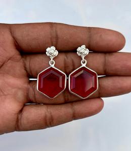 925 <b>Sterling</b> <b>Silver</b> Ruby Handmade <b>Earring</b> , Beautiful <b>Women</b> <b>Earring</b> . - Product Image 2